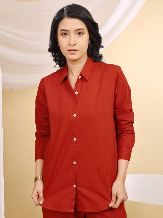 Rust Formal Collared Cotton Co-Ord Set