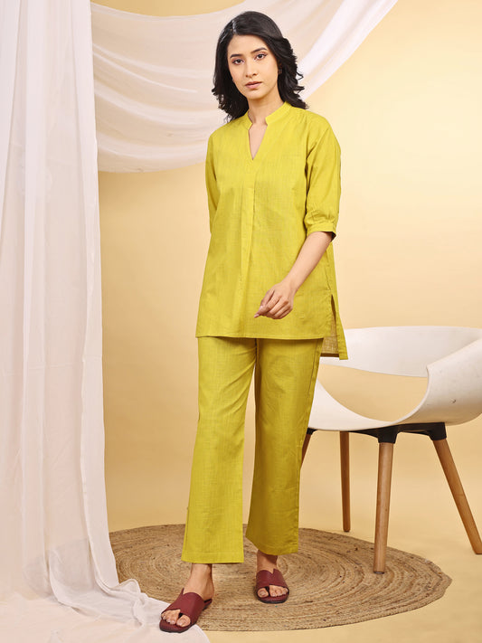 Yellow Straight Fit Cotton Kurta