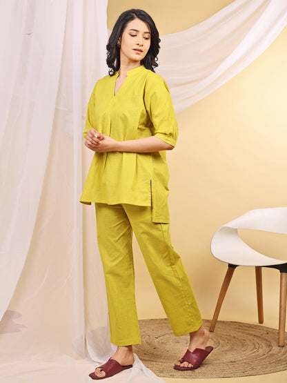 Yellow Straight Fit Cotton Kurta