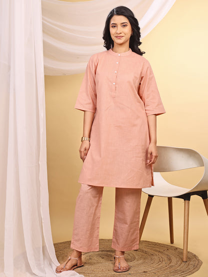 Baby Pink Cotton Kurta Set