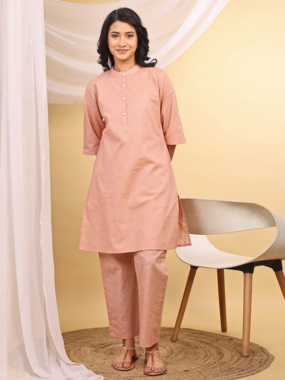 Baby Pink Cotton Kurta Set