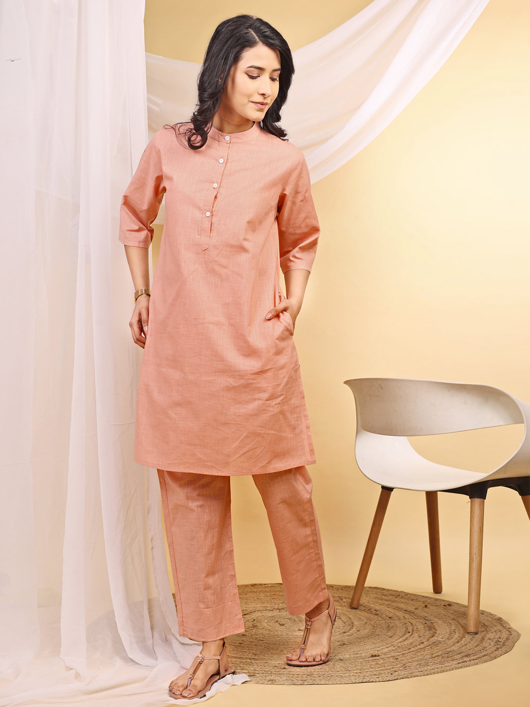 Baby Pink Cotton Kurta