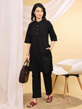 Black Cotton Kurta Set