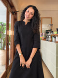 Black V Neck Cotton Kurta Set